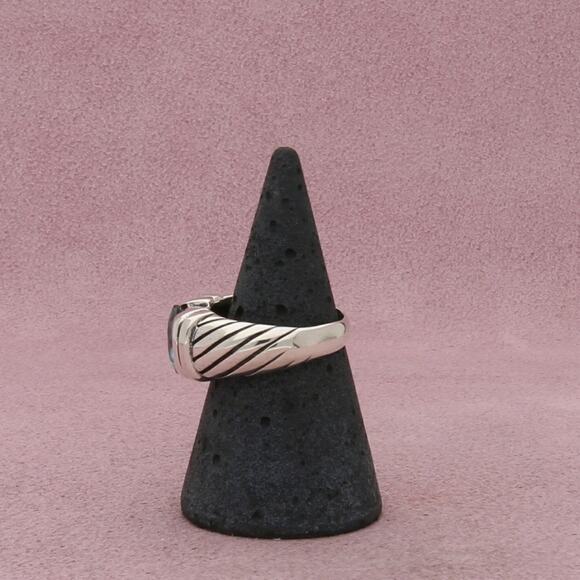 sterling silver round-cut teal cz ring size 7 - Picture 2 of 3